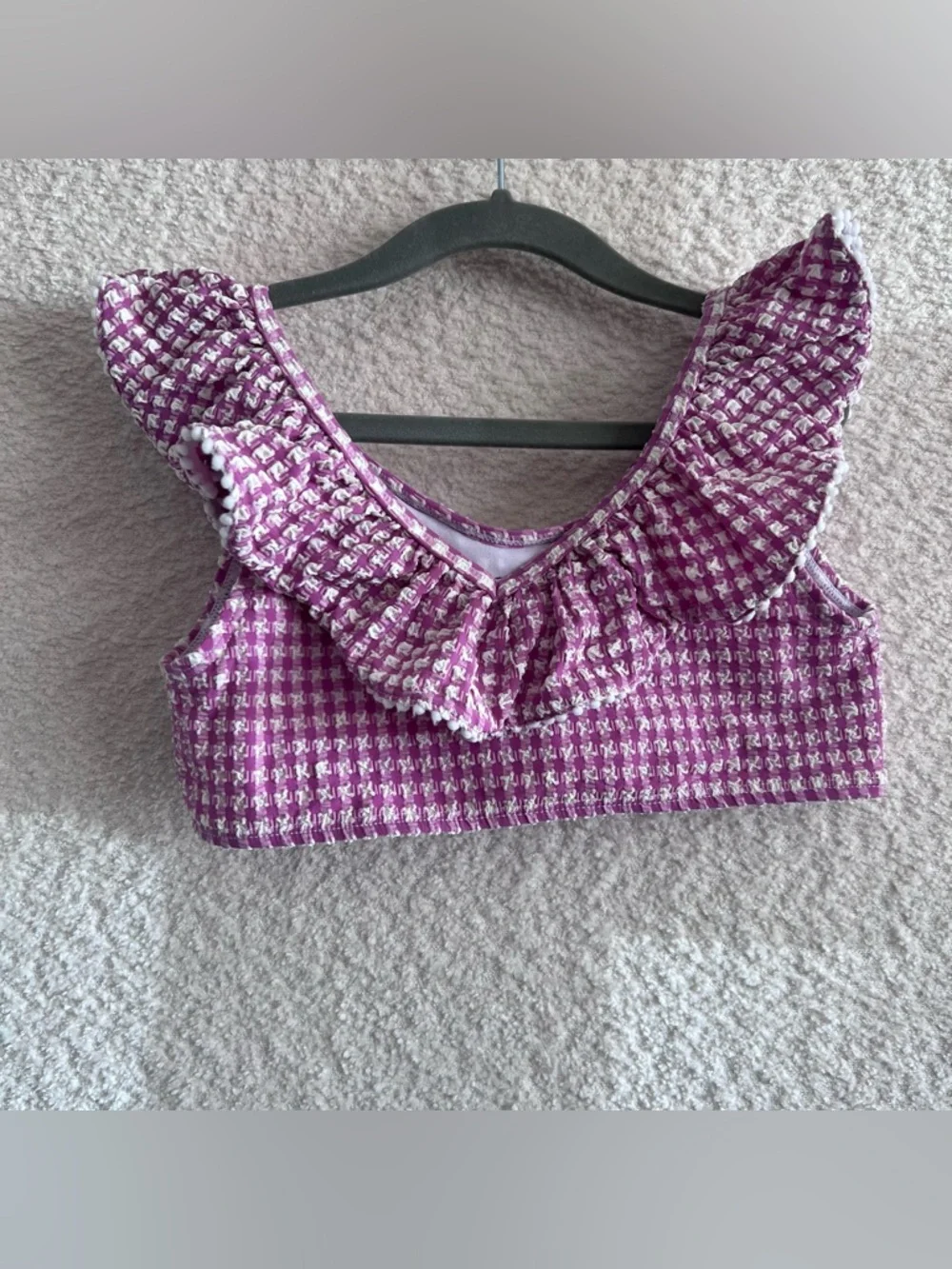 Janie And‎ Jack Two Piece Bikini Set Seersucker Purple White Bathing Suit Size 8
